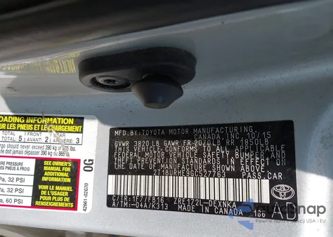 2016 Toyota Corolla Le из США, поврежденный, VIN 2T1BURHE9GC527763